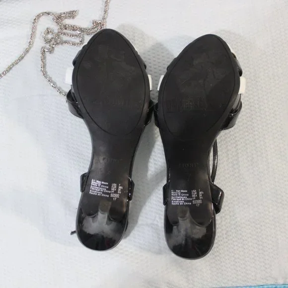 🖤 Fioni Black White Patent Stiletto Heels Size 7 - Picture 10 of 11